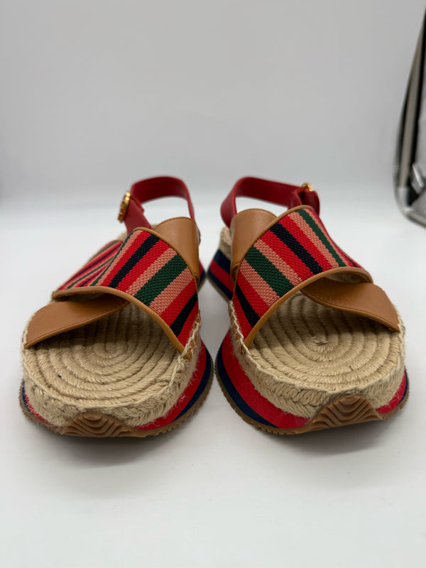 TORY BURCH 9 BLUE AND RED SHOES