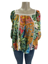 Farm Rio Size M green multi TOPS