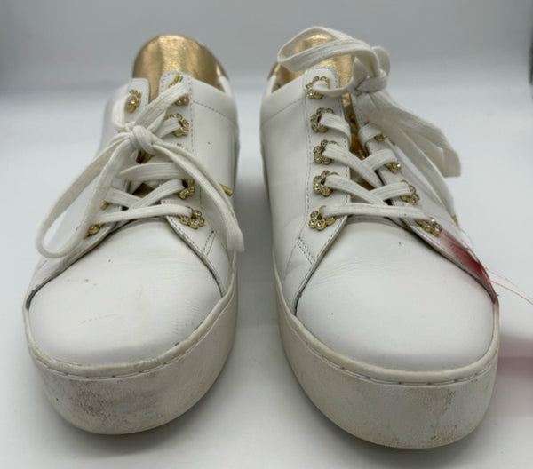 MICHAEL KORS 9 white and gold SHOES