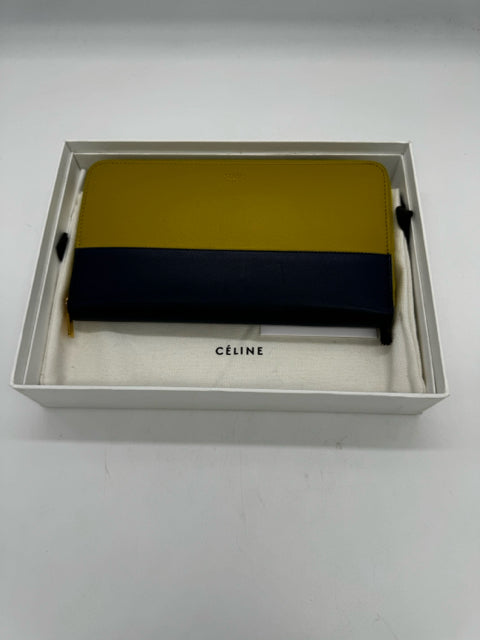 CELINE chartruese and navy wallet