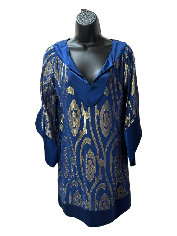 halston heritage Size 0 Blue and Gold Dress