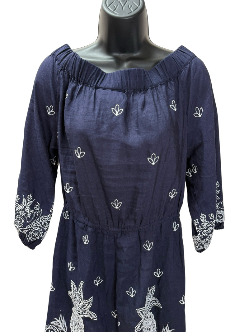 Farm Rio Size M blue and white jumpsuit
