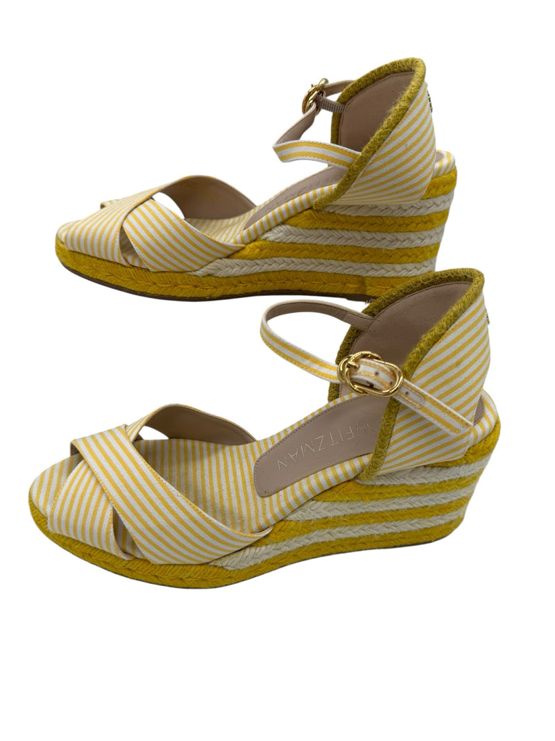 STUART WEITZMAN 7.5 Yellow and Cream SHOES