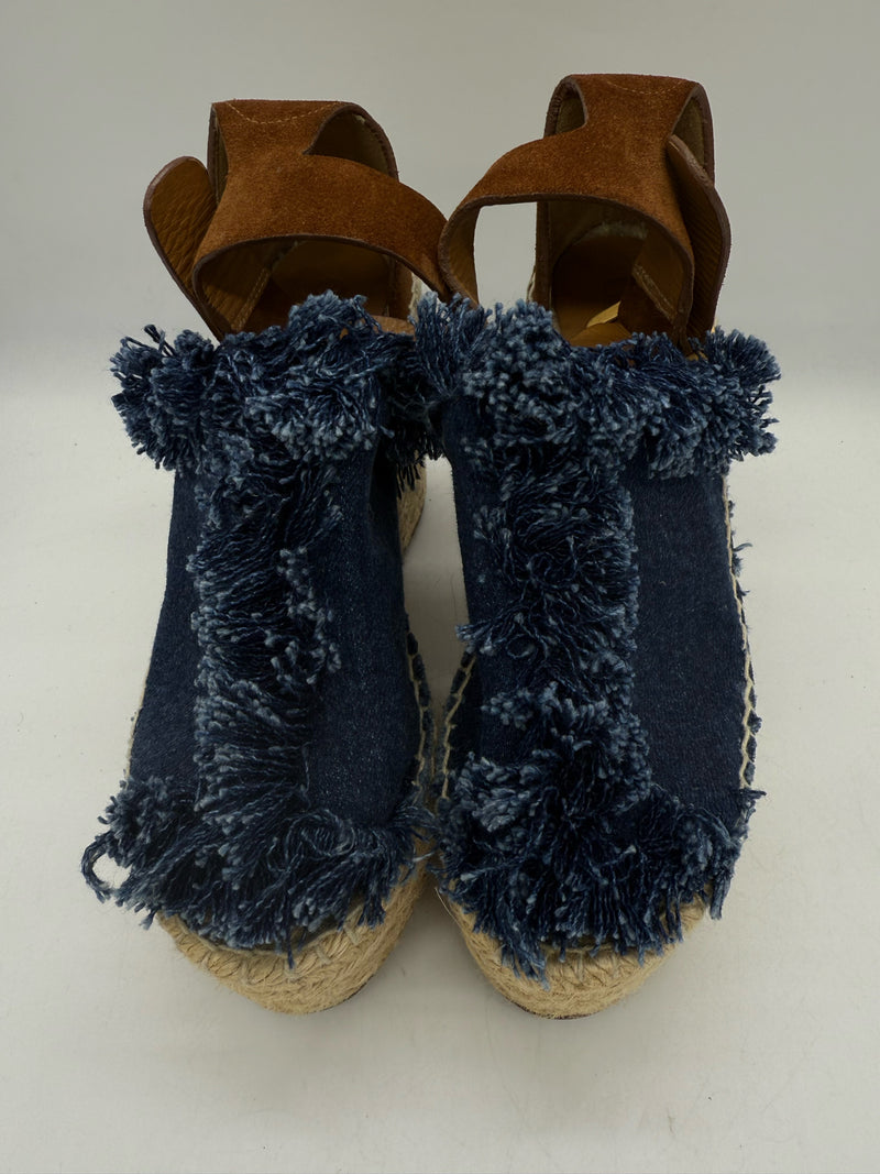 chloe 6.5 blue and brown SHOES