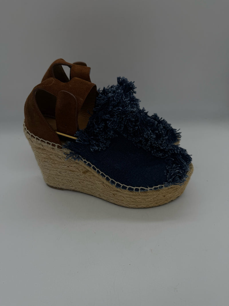 chloe 6.5 blue and brown SHOES