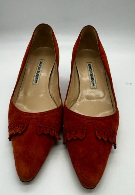 MANOLO BLAHNIK 7 burnt orange SHOES