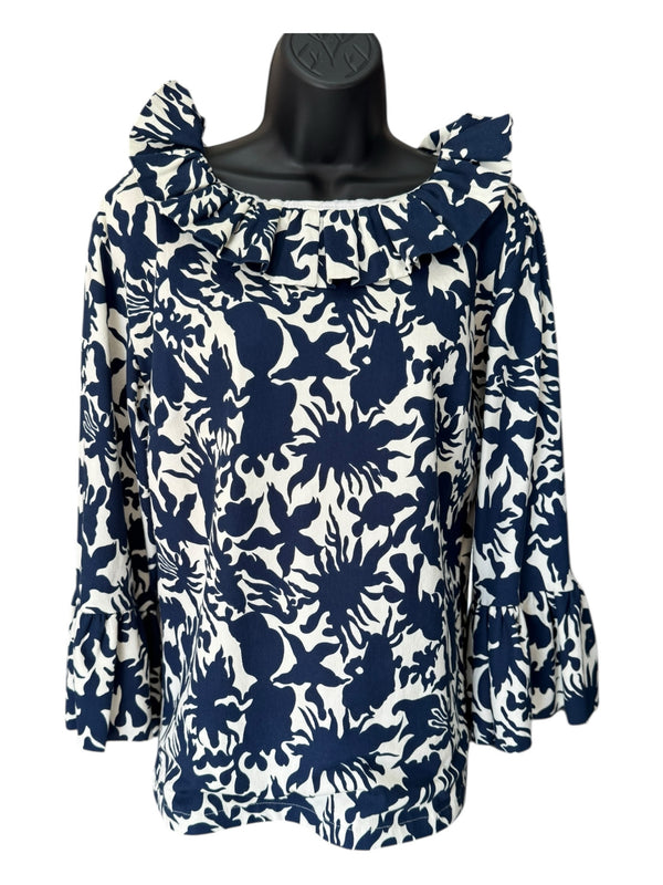 Elizabeth Wilson Size L blue and white TOPS