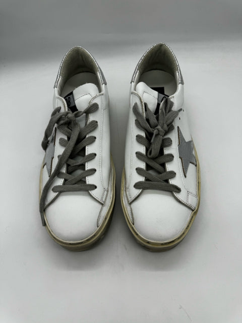 Golden Goose Delux Brand 7.5 WHITE AND SILVER SHOES