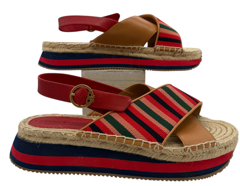 TORY BURCH 9 BLUE AND RED SHOES