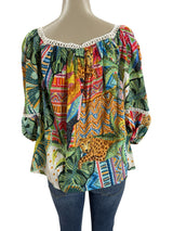 Farm Rio Size M green multi TOPS
