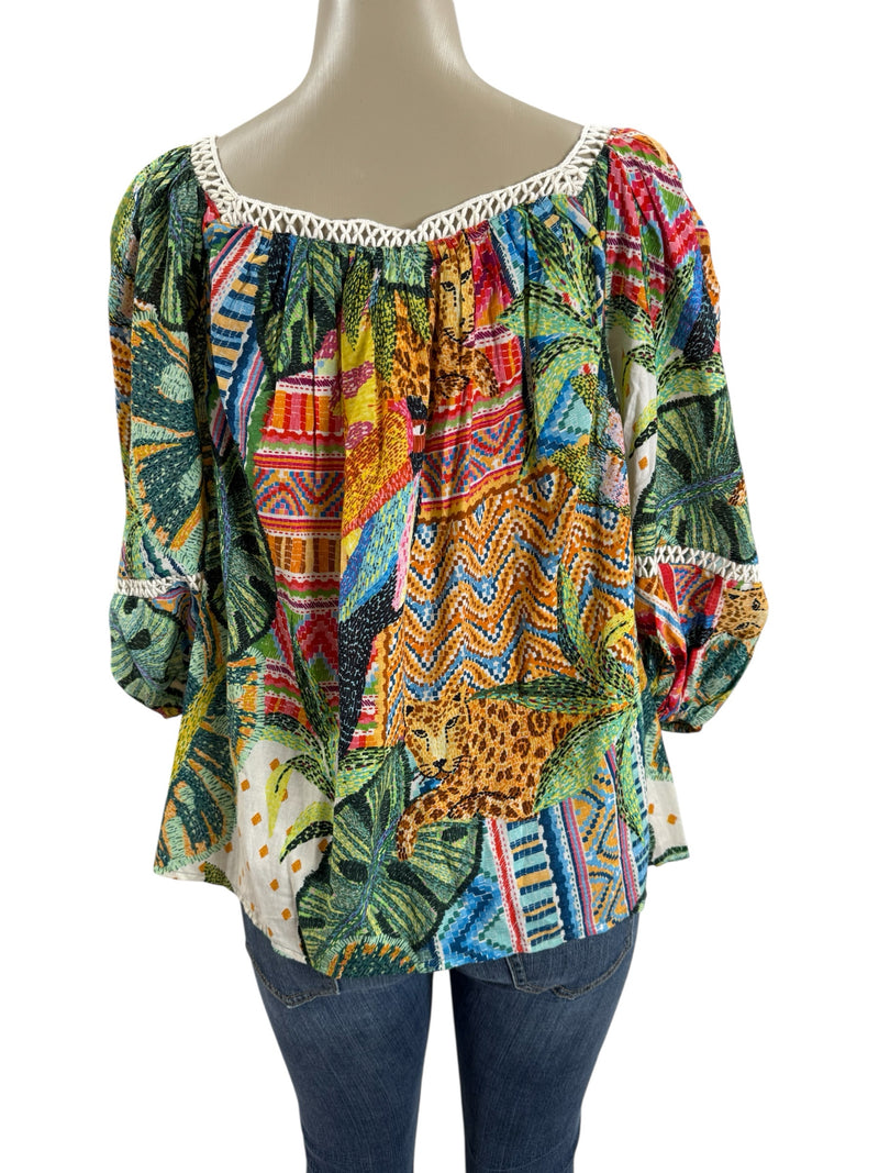 Farm Rio Size M green multi TOPS