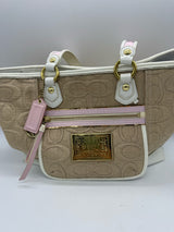Coach tan and white Handbag