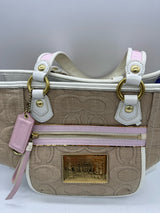 Coach tan and white Handbag