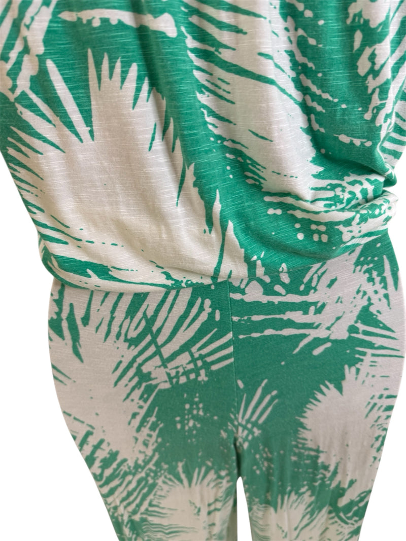 Tori Richard Size M green & white jumpsuit