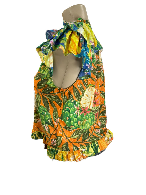 Farm Rio Size XS green and orange TOPS