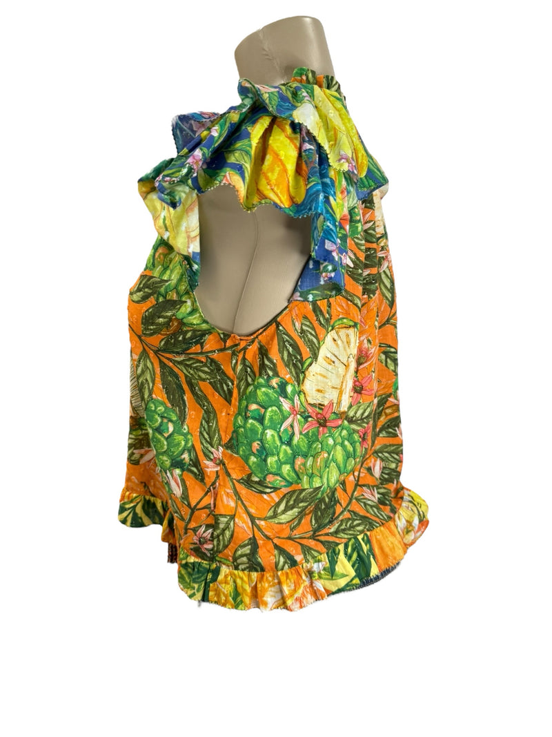 Farm Rio Size XS green and orange TOPS